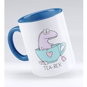 BK 1 Gift Tea Rex Tasarımlı Mavi Beyaz Kupa Bardak