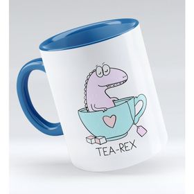 BK 1 Gift Tea Rex Tasarımlı Mavi Beyaz Kupa Bardak