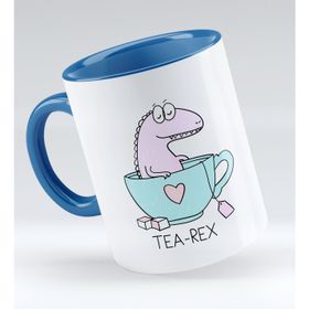 BK 1 Gift Tea Rex Tasarımlı Mavi Beyaz Kupa Bardak