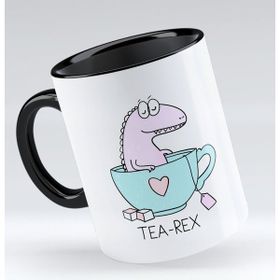 BK 1 Gift Tea Rex Tasarımlı Siyah Kupa Bardak
