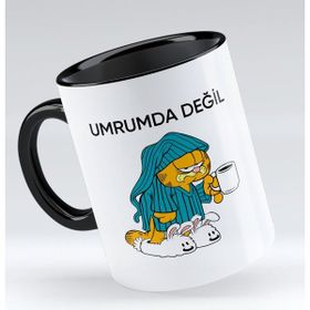 BK 1 Gift Umrumda Değil Tasarımlı Siyah Kupa Bardak