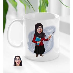 BK 1 Kişiye Özel Din Kültürü Öğretmeni Karikatürlü Beyaz Kupa Bardak