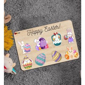 BK 1 Toys Çocuklar İçin Paskalya Bayramı Ahşap Figürlü Eğitici-Öğretici Yapboz Puzzle