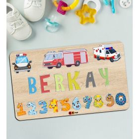 BK 1 Toys Çocuklara Özel Isimli Büyük Boy Ahşap Eğitici Yapboz 50X30 cm Puzzle