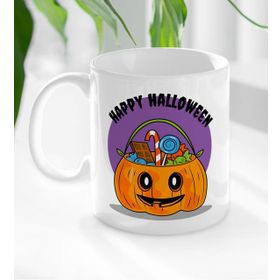 BK 11 Gift Happy Halloween Tasarımlı Beyaz Kupa Bardak