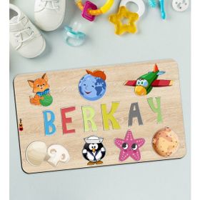 BK 11 Toys Çocuklara Özel Isimli Büyük Boy Ahşap Eğitici Yapboz 50X30 cm Puzzle