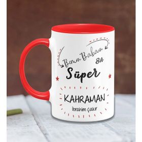 BK 17-265K Kişiye Özel Babalar Günü Temalı Beyaz Kırmızı Kupa Bardak