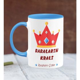 BK 19-315M Kişiye Özel Babalar Günü Temalı Mavi Beyaz Kupa Bardak