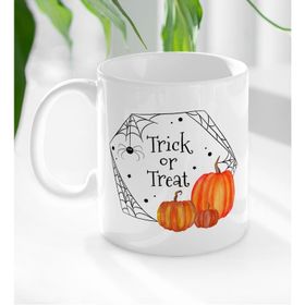 BK 2 Gift Halloween Trick Or Treat Tasarımlı Beyaz Kupa Bardak