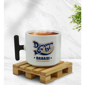BK 2 Kişiye Özel Dünyanın En Iyi Babası Tasarımlı Siyah T Kulplu Middle Kupa Bardak