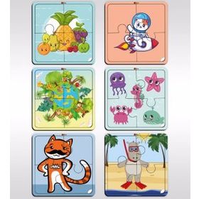 BK 2 Model 6X Toys Çocuklar İçin Eğitici-Öğretici Ahşap 4 Parça Yapboz Puzzle