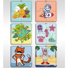 BK 2 Model 6X Toys Çocuklar İçin Eğitici-Öğretici Ahşap 4 Parça Yapboz Puzzle