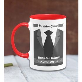 BK 25-273K Kişiye Özel Babalar Günü Temalı Beyaz Kırmızı Kupa Bardak