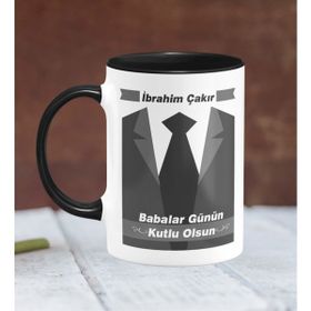 BK 25-297S Kişiye Özel Babalar Günü Temalı Siyah Kupa Bardak