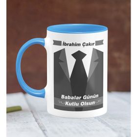 BK 25-321M Kişiye Özel Babalar Günü Temalı Mavi Beyaz Kupa