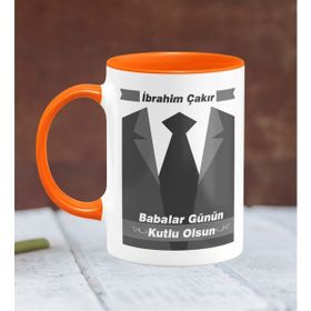 BK 25-369T Kişiye Özel Babalar Günü Temalı Turuncu Kupa Bardak