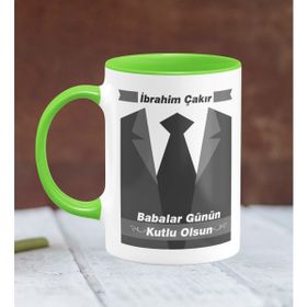 BK 25-393Y Kişiye Özel Babalar Günü Temalı Yeşil Kupa Bardak