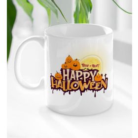 BK 3 Gift Happy Halloween Tasarımlı Beyaz Kupa Bardak