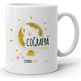 BK 3 Kişiye Özel Coğrafya Öğretmeni Beyaz Kupa Bardak