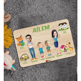 BK 3 Toys Çocuklara Özel Ailem Konseptli 4 Kişilik Ahşap Eğitici Puzzle