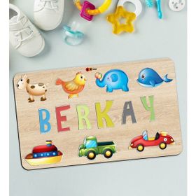 BK 6 Toys Çocuklara Özel Isimli Büyük Boy Ahşap Eğitici Yapboz 50X30 cm Puzzle