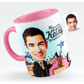 BK Bay Avukat Karikatürlü Pembe Kupa Bardak