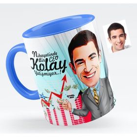 BK Bay Ceo Karikatürlü Mavi Kupa Bardak