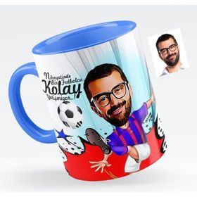BK Bay Futbolcu Bordo Mavi Karikatürlü Mavi Kupa Bardak