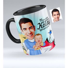 BK Bay Kadın Hastalıkları ve Doğum Uzmanı Karikatürlü Siyah Kupa Bardak