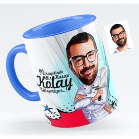 BK Bay Kasap Karikatürlü Mavi Kupa Bardak