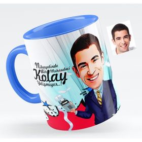 BK Bay Muhasebeci Karikatürlü Mavi Kupa Bardak