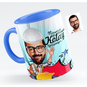BK Bay Mühendis Karikatürlü Mavi Kupa Bardak