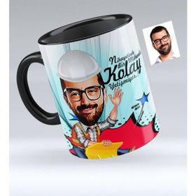 BK Bay Mühendis Karikatürlü Siyah Kupa Bardak