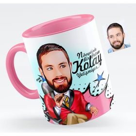 BK Bay Patron Karikatürlü Pembe Kupa Bardak