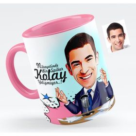 BK Bay Spiker Karikatürlü Pembe Kupa Bardak