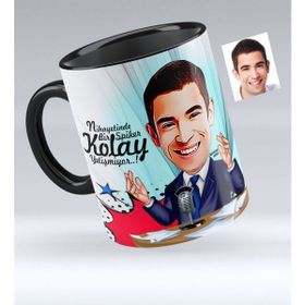 BK Bay Spiker Karikatürlü Siyah Kupa Bardak