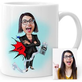 BK Bayan Muhasebeci Karikatürlü Beyaz Kupa Bardak