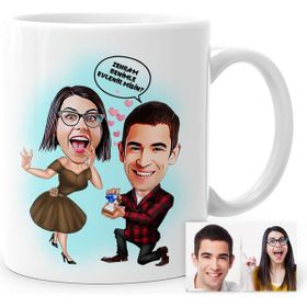 BK Benimle Evlenir Misin Karikatürlü Beyaz Kupa Bardak
