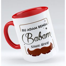BK Bu Adam Benim Babam Tasarımlı Kırmızı Kupa Bardak