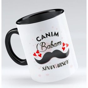 BK Canım Babam Tasarımlı Siyah Kupa Bardak