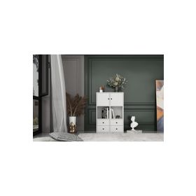 BK Concept 65 cm Beyaz KTP-1027-Ç Kapaklı Çekmeceli Raflı Kitaplık