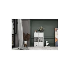 BK Concept 65 cm Beyaz KTP-1027-Ç Kapaklı Çekmeceli Raflı Kitaplık