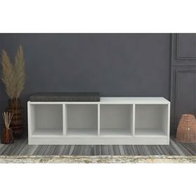 BK Concept AYK-1007 Beyaz 130 cm Raflı Puflu Ayakkabılık