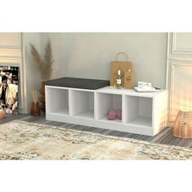 BK Concept AYK-1007 Beyaz 130 cm Raflı Puflu Ayakkabılık