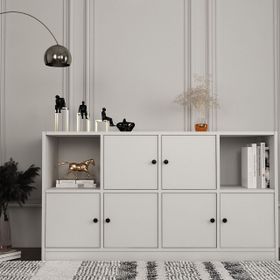 BK Concept Beyaz 130 cm ÇA-D-1080-Ç Kapaklı Raflı Çok Amaçlı Dolap