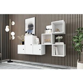 BK Concept Beyaz 202 cm DRS-1015-Ç 3 Kapaklı Duvara Monte Ayaksız Dresuar
