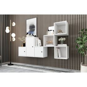 BK Concept Beyaz 202 cm DRS-1015-Ç 3 Kapaklı Duvara Monte Ayaksız Dresuar