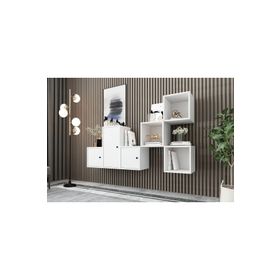 BK Concept Beyaz 202 cm DRS-1015-Ç 3 Kapaklı Duvara Monte Ayaksız Dresuar