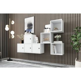 BK Concept Beyaz 202 cm DRS-1016-Ç 4 Kapaklı Duvara Monte Ayaksız Dresuar