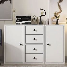 BK Concept Beyaz 97 cm ÇA-D-1039-Ç Kapaklı Çekmeceli Çok Amaçlı Dolap